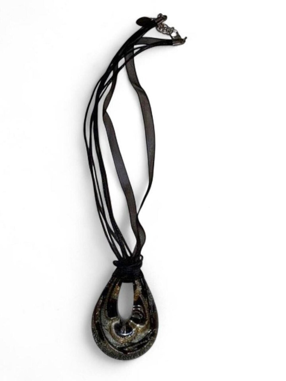 Teardrop‎ Art Glass Pendant Necklace, vintage, NWOT